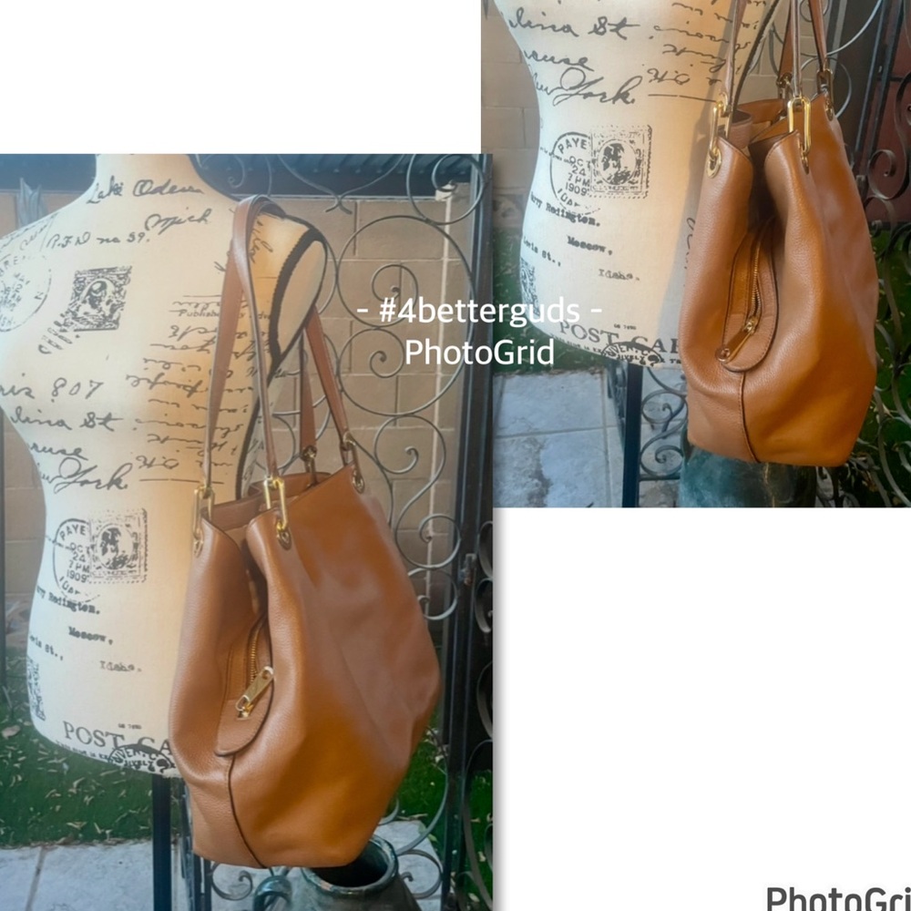 Michael Kors Large Pebbled Leather Satchel Luggage Brown Shoulder Hobo Handbag - Picture 5 of 16